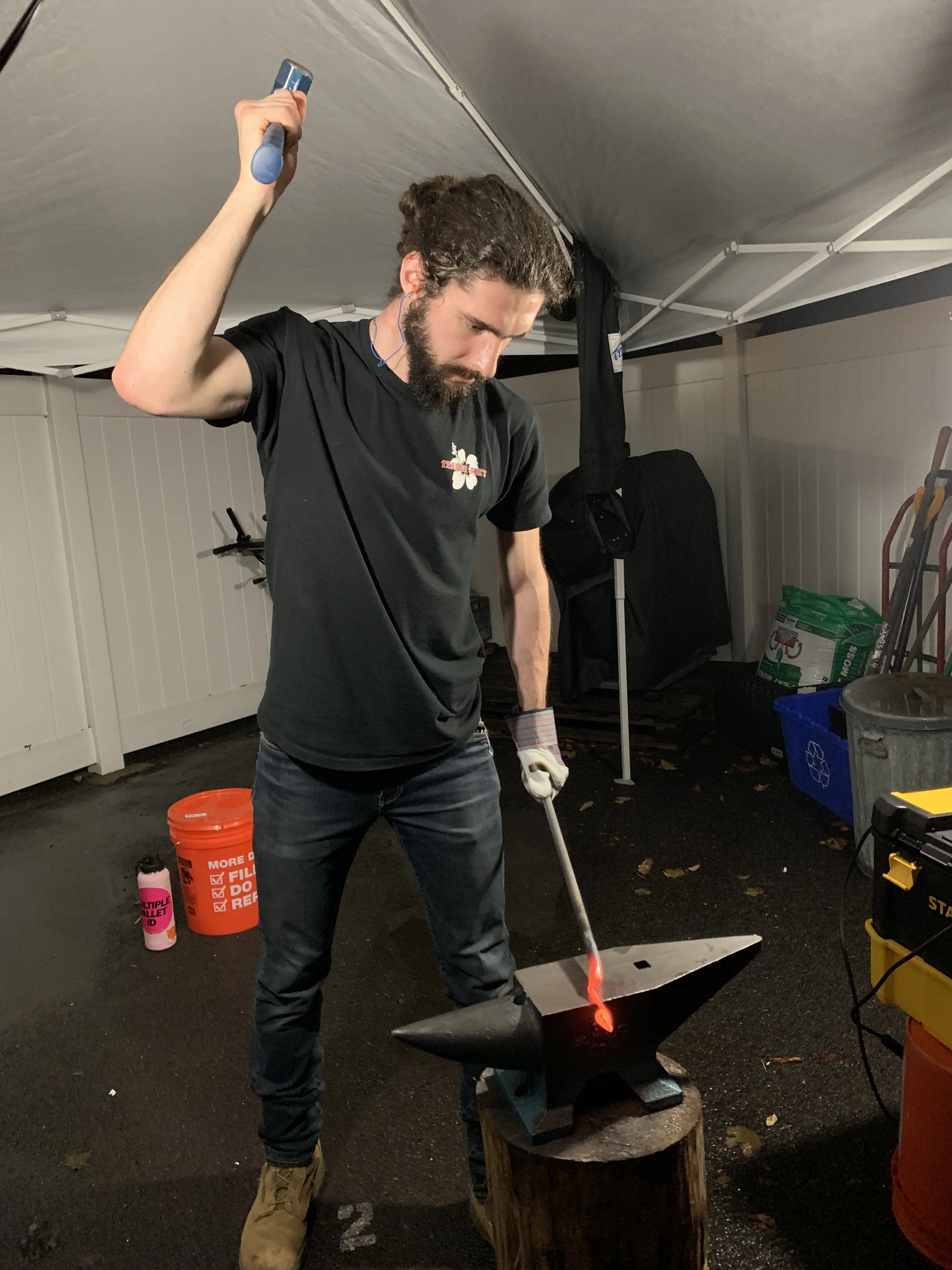 Hammering at the anvil
